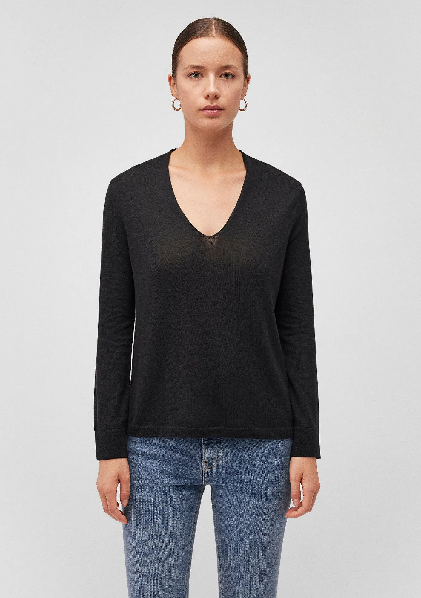 V Neck Black Sweater