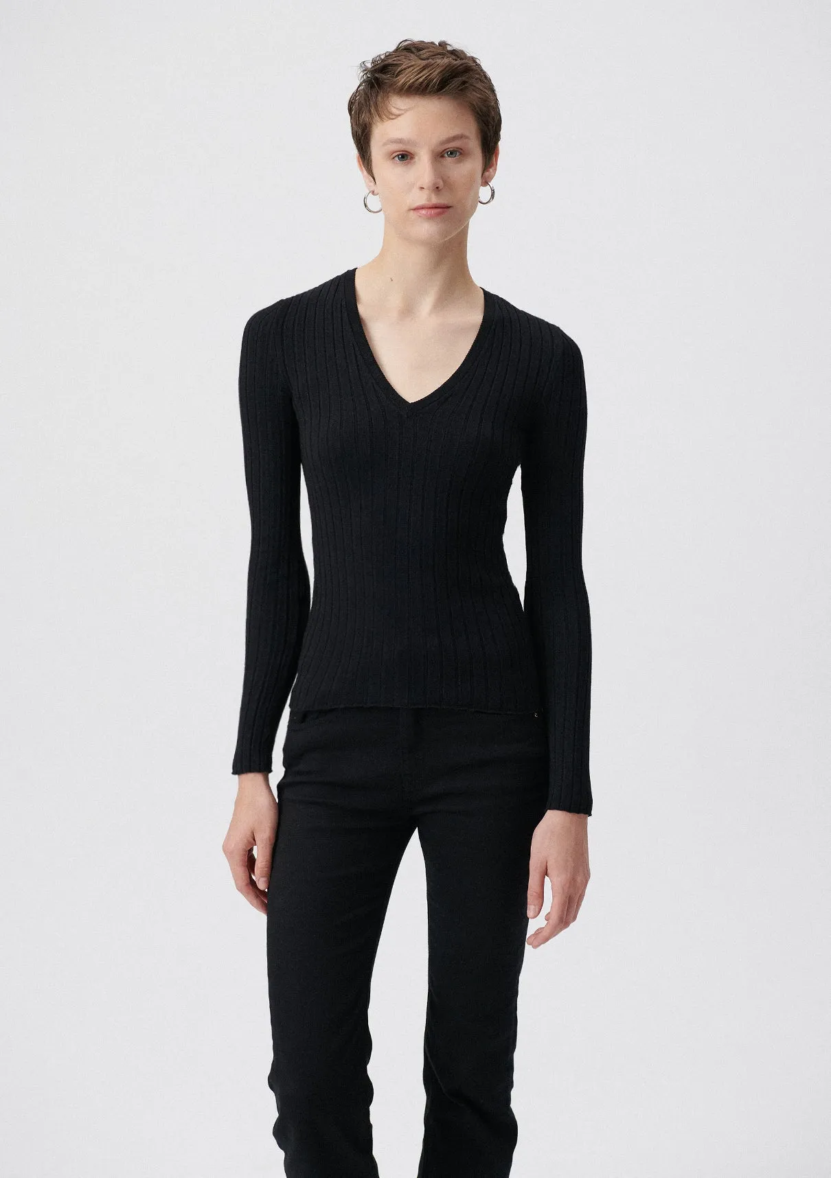 V Neck Black Sweater