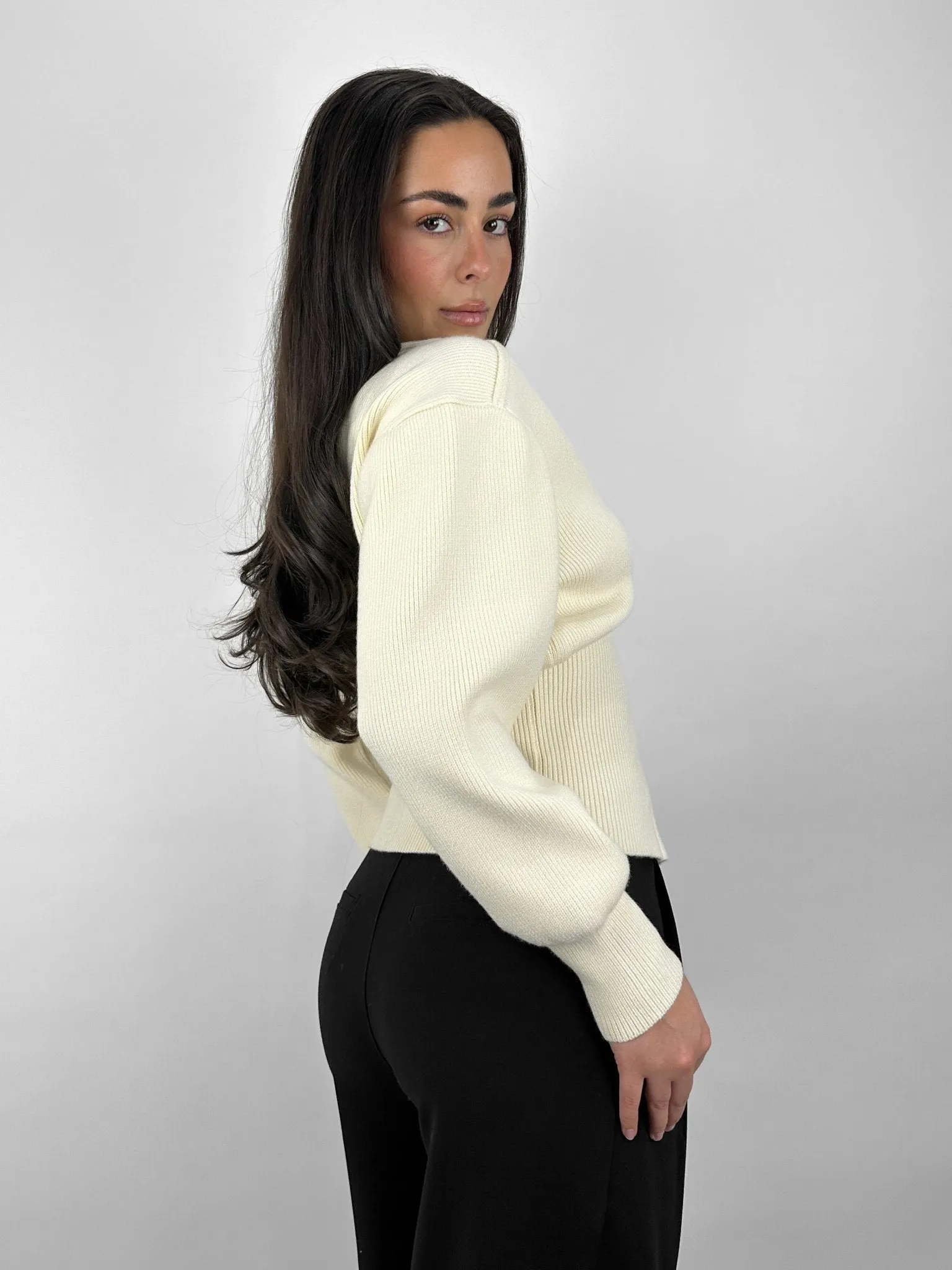 V Neck Organic Gold Button Cardigan