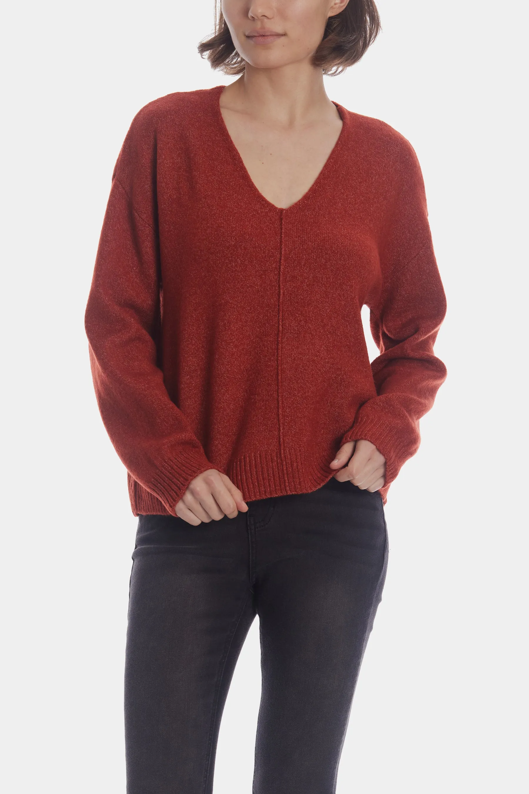 V-Neck Visible Seam Sweater