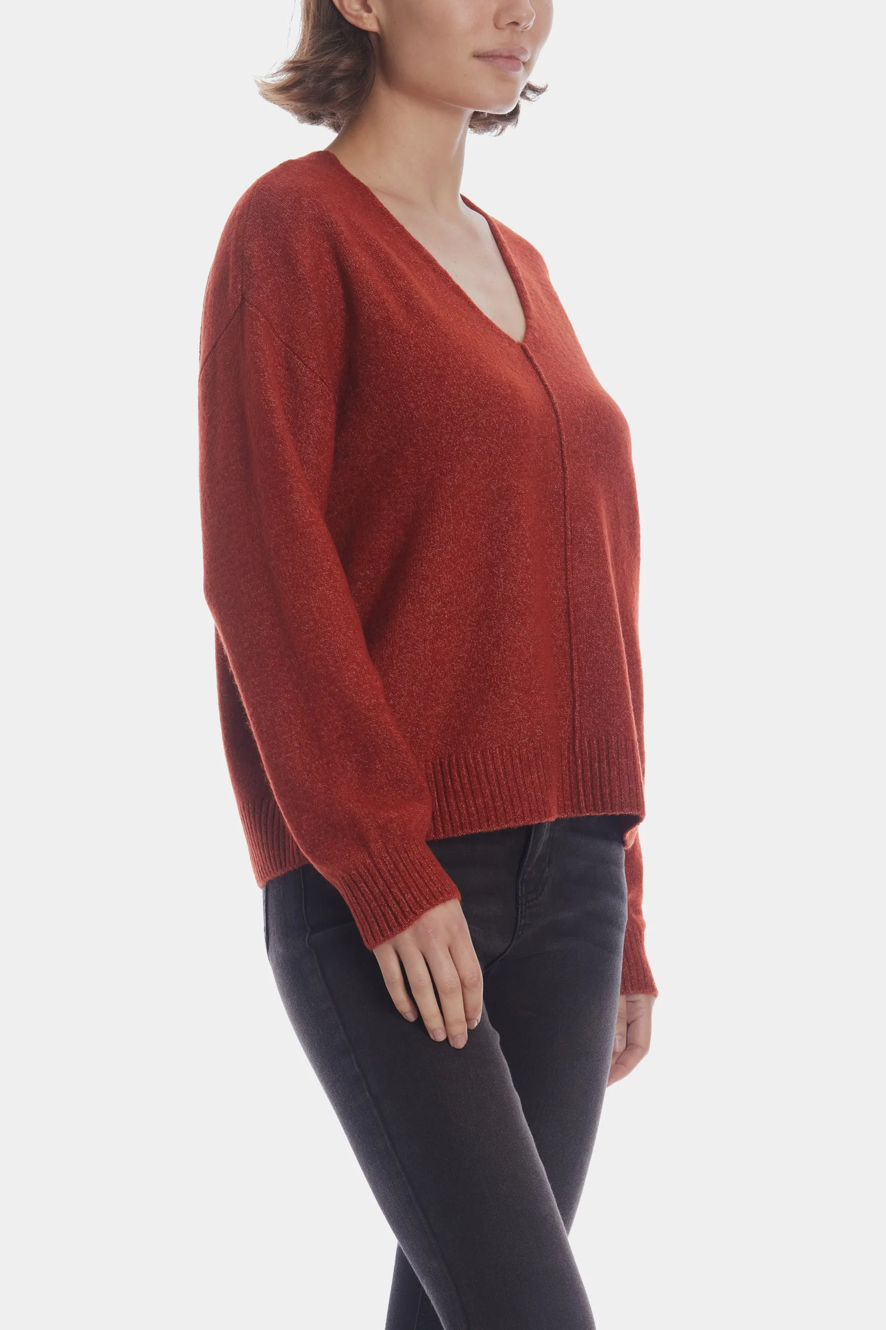 V-Neck Visible Seam Sweater