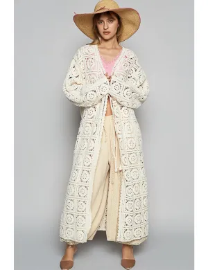 V-Neck Weave Cardigan, Cream