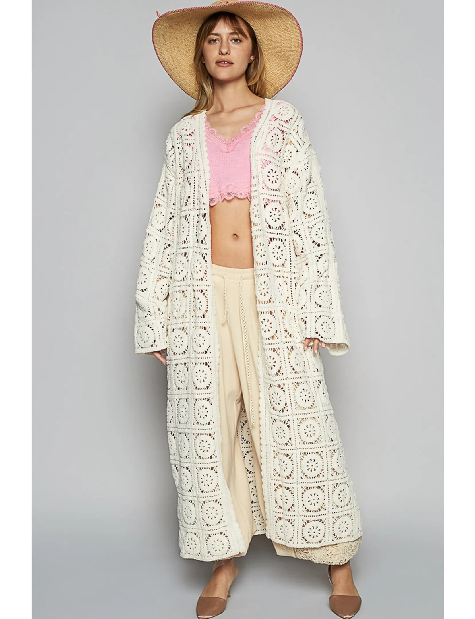 V-Neck Weave Cardigan, Cream