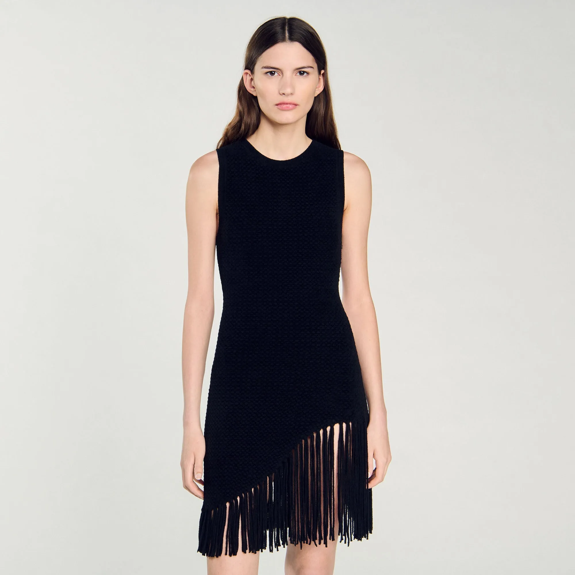 Vanessa Short Fringed Dress Black