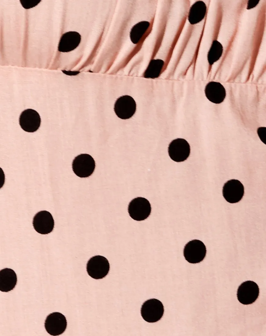 Varie Mini Dress in New Polka Nude Black