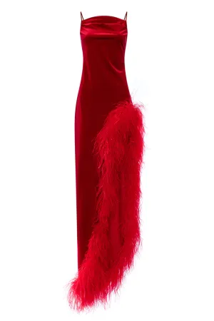 Velvet dress with a high leg slit    Maison D'Angel Ann
