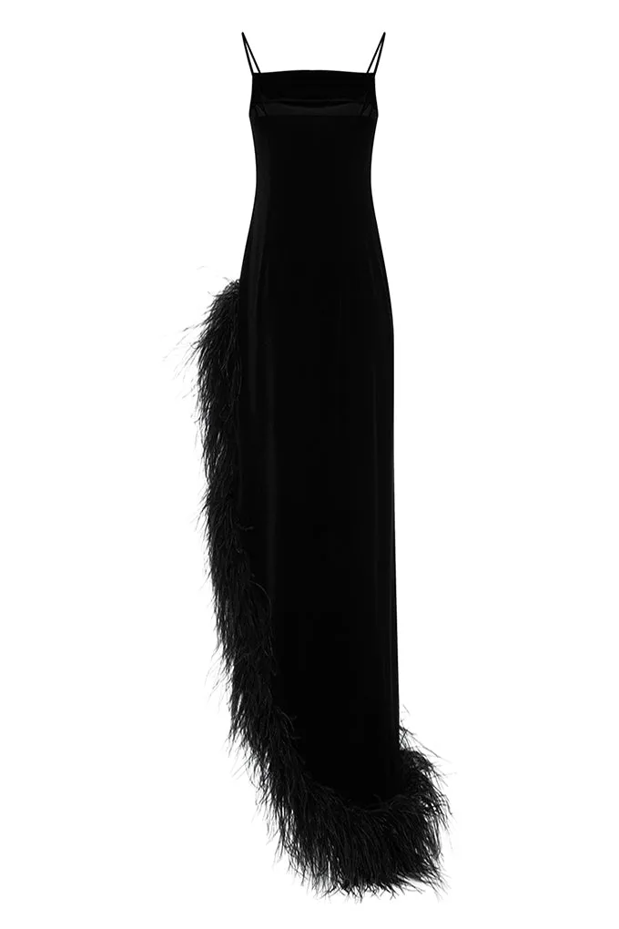 Velvet dress with a high leg slit    Maison D'Angel Ann