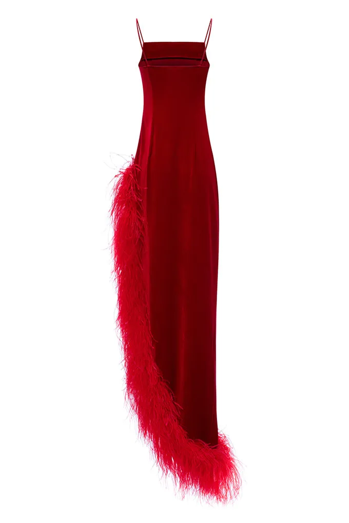 Velvet dress with a high leg slit    Maison D'Angel Ann