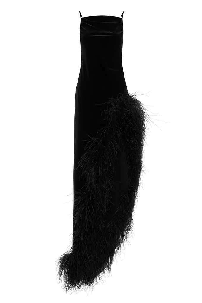 Velvet dress with a high leg slit    Maison D'Angel Ann