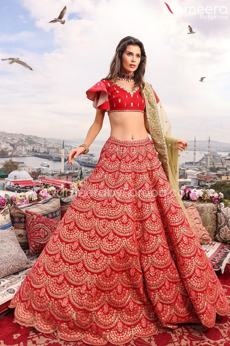 Velvet Lehenga Choli Bridal Dress Pakistani #BS671