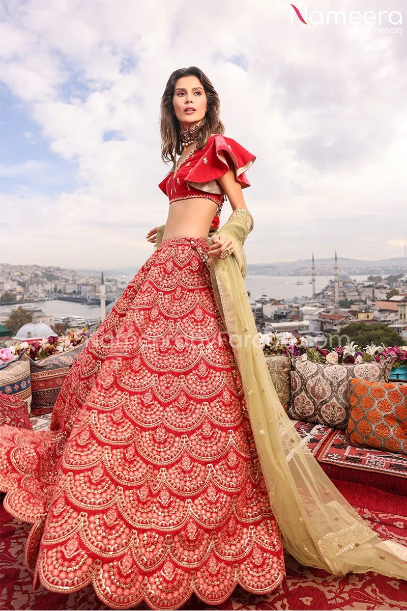 Velvet Lehenga Choli Bridal Dress Pakistani #BS671