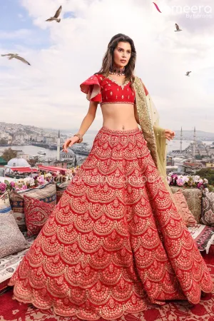 Velvet Lehenga Choli Bridal Dress Pakistani #BS671