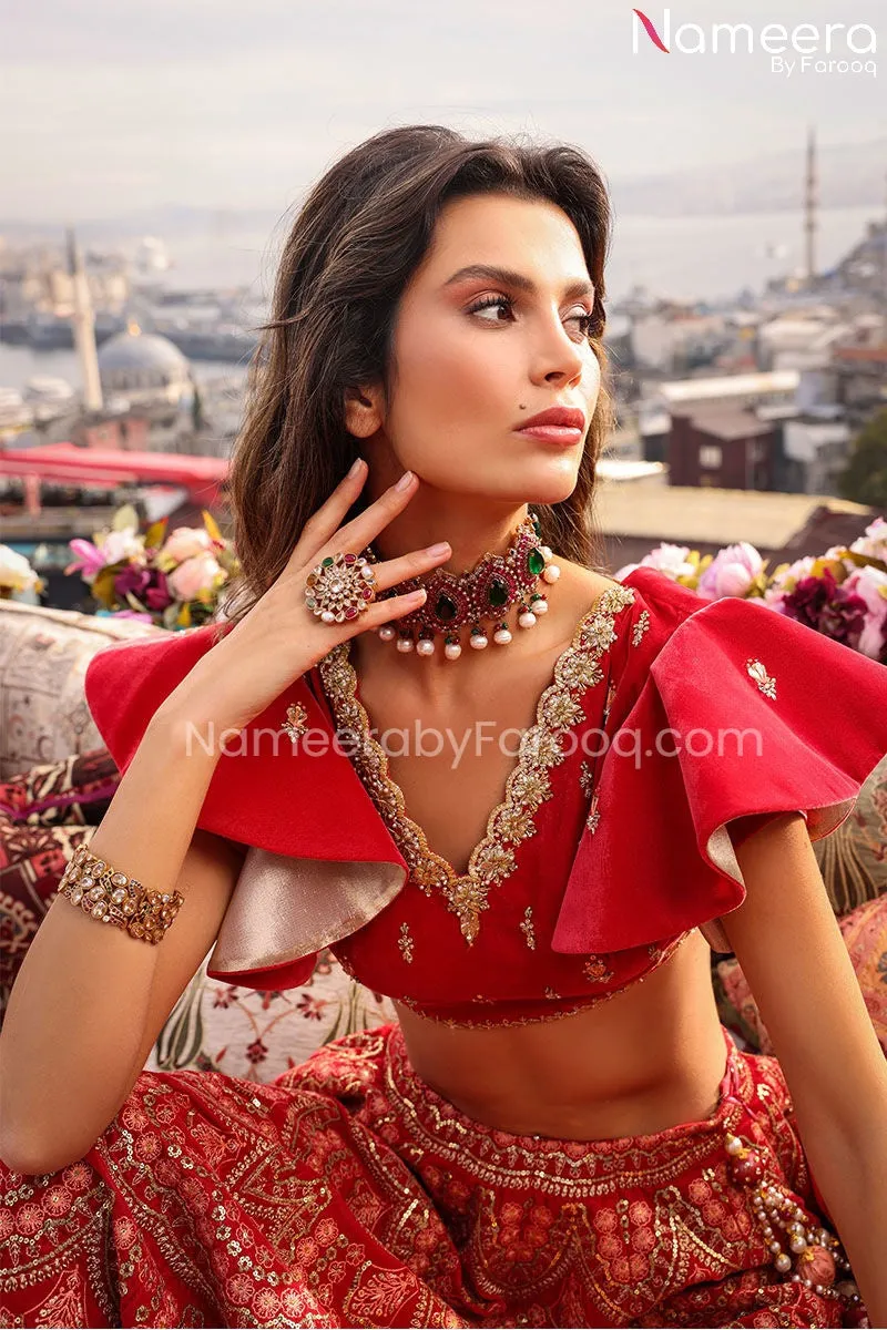 Velvet Lehenga Choli Bridal Dress Pakistani #BS671