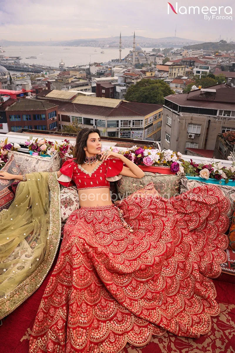 Velvet Lehenga Choli Bridal Dress Pakistani #BS671