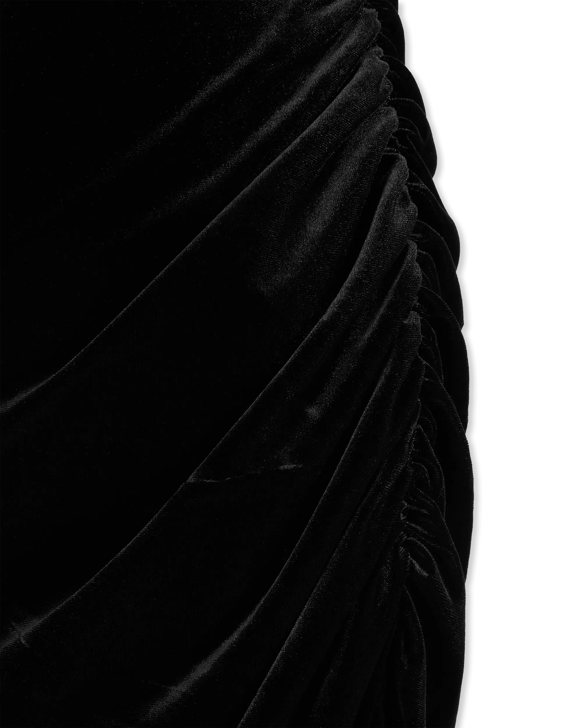Velvet Strapless Side Drape Gown