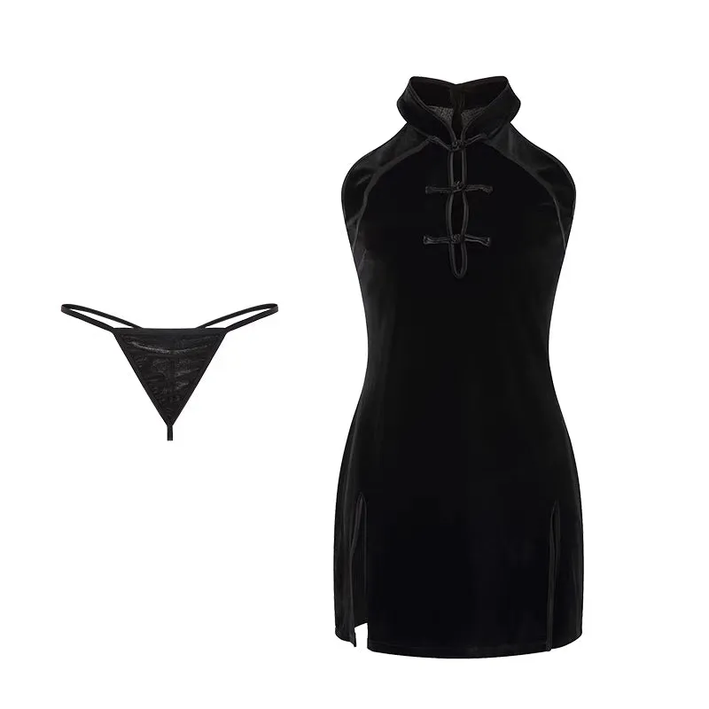 VELVET VINTAGE CHEONGSAM DRESS KF83750