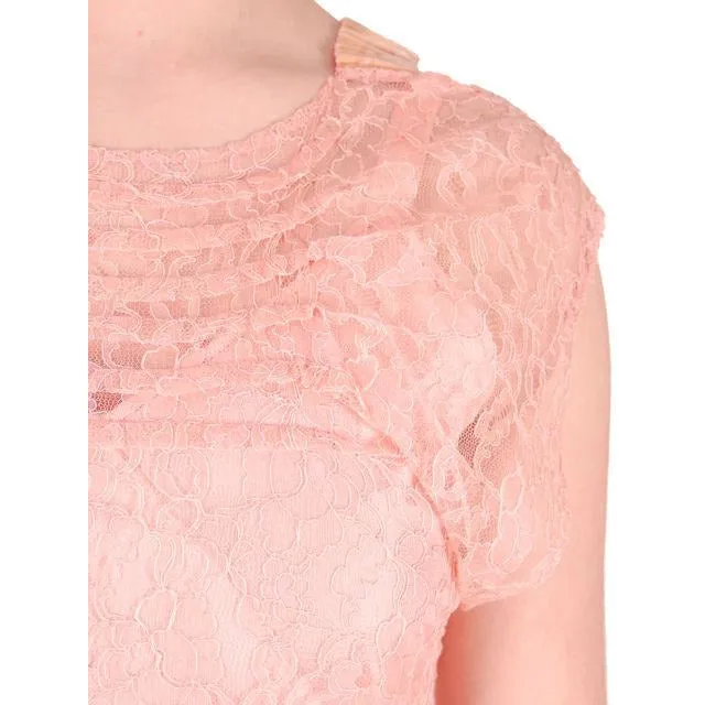 Vintage Dress Peach Lace Tea Gown w/ Bias Cut Slip & Capelet  1930s 32-29-38