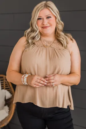 Well Loved Lace Tank Top- Mocha