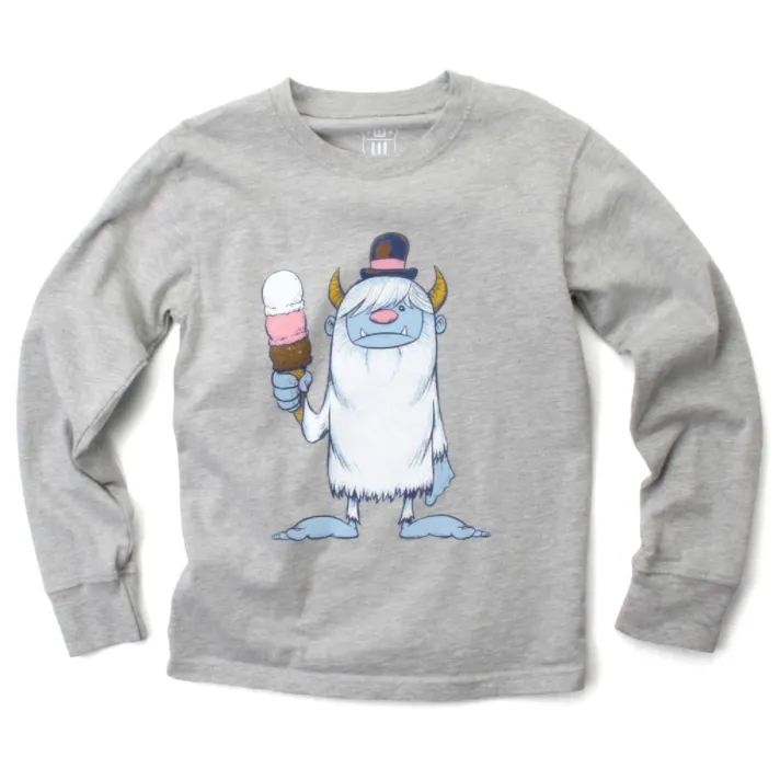 Wes & Willy Ice Cream Yeti Long Sleeve Tee - Heather Gray