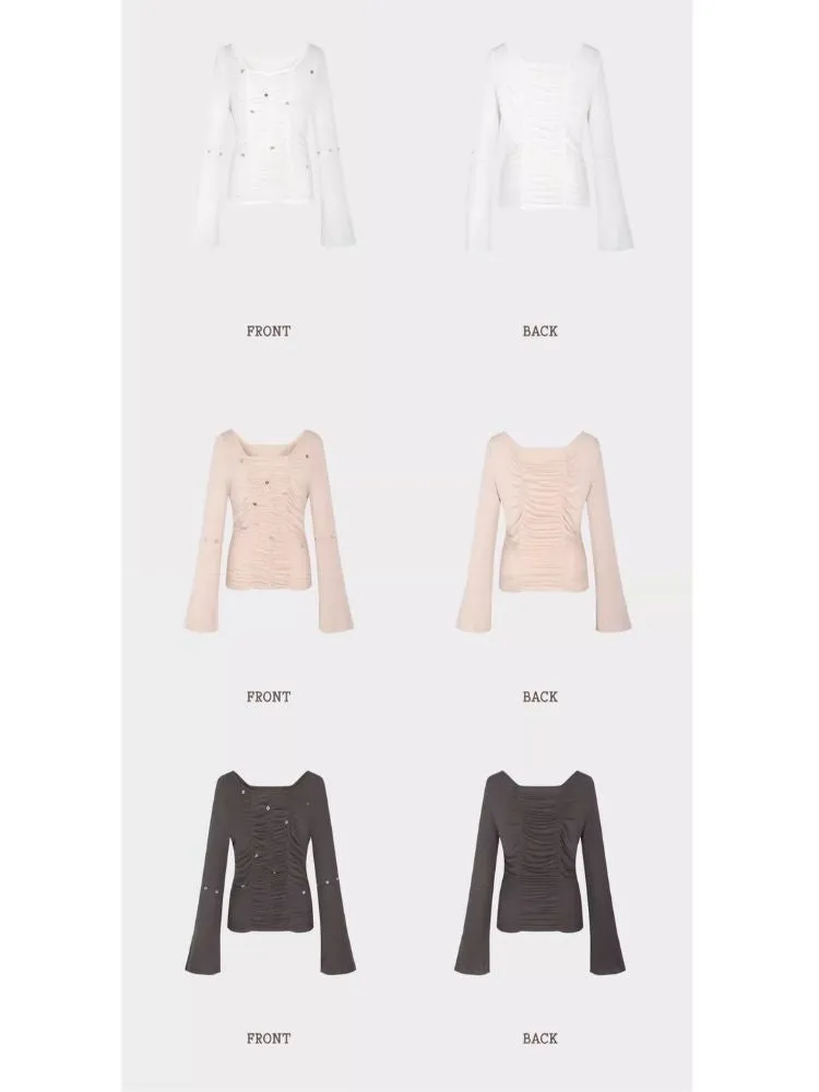 white bell sleeve inner bottoming shirt