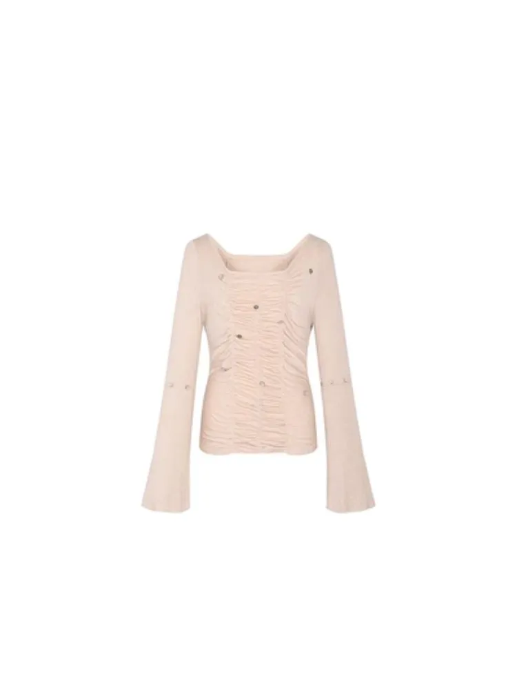 white bell sleeve inner bottoming shirt