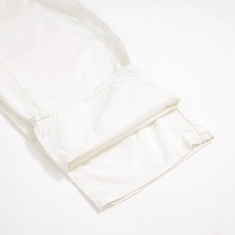 White Cotton Barrel-Leg Trousers