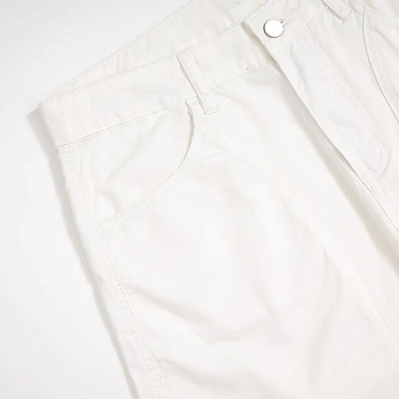 White Cotton Barrel-Leg Trousers