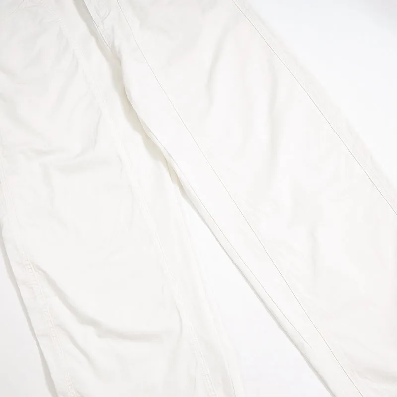 White Cotton Barrel-Leg Trousers