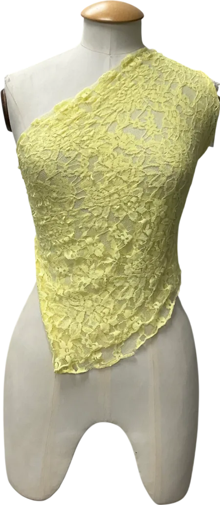 White Fox Yellow It's A Love Story Lace Top One Size