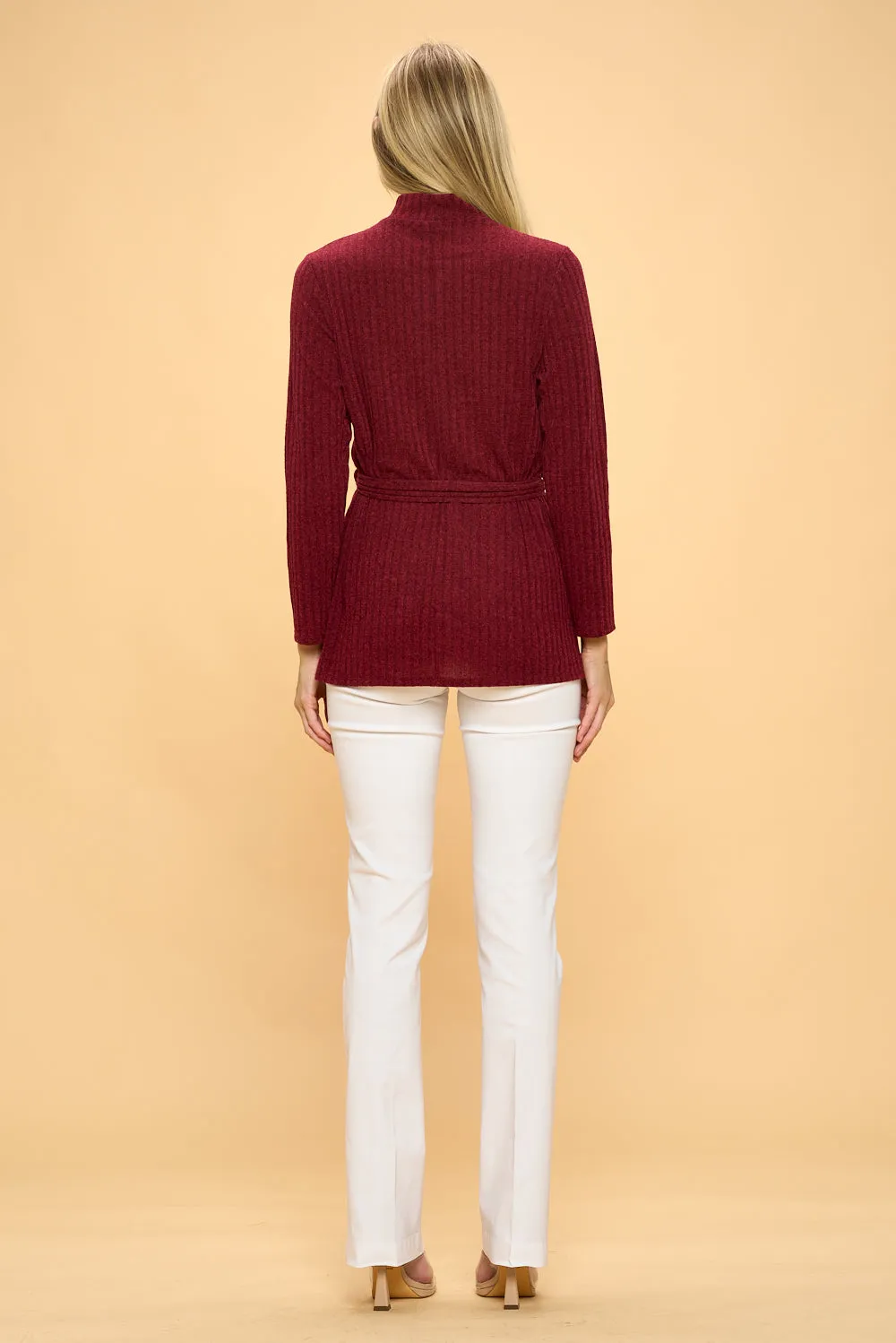 WIDE BAND SIDE TIE WRAP SWEATER