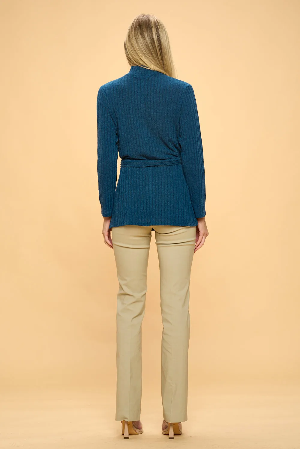 WIDE BAND SIDE TIE WRAP SWEATER