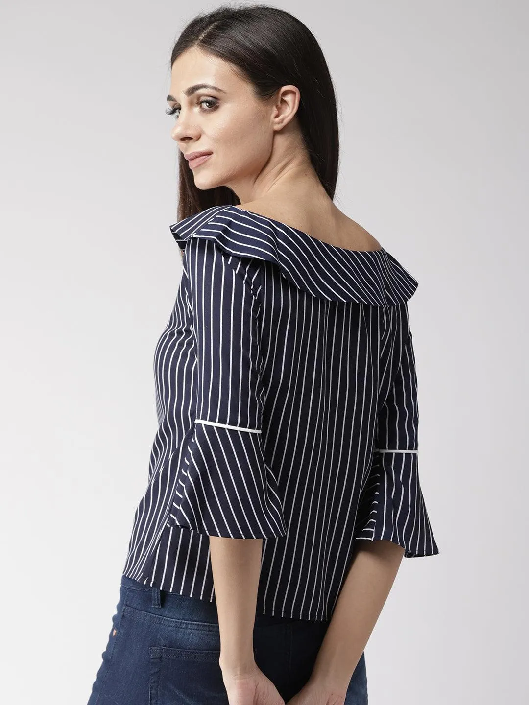 Women Boat Neck Striped Top