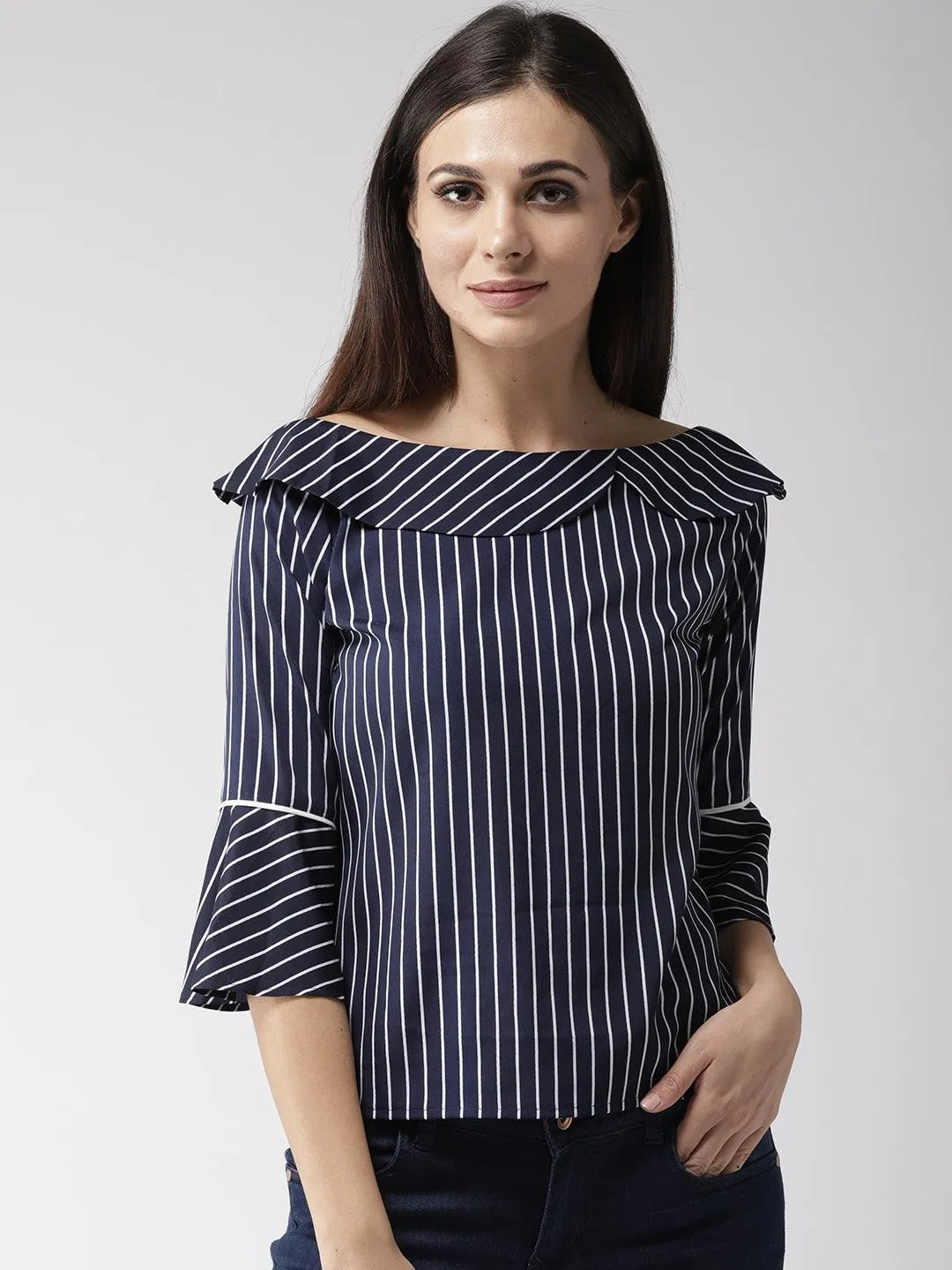 Women Boat Neck Striped Top