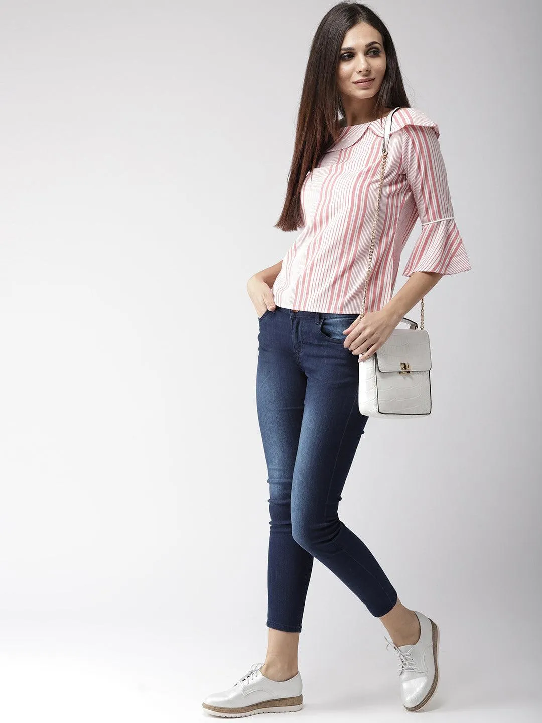 Women Boat Neck Striped Top