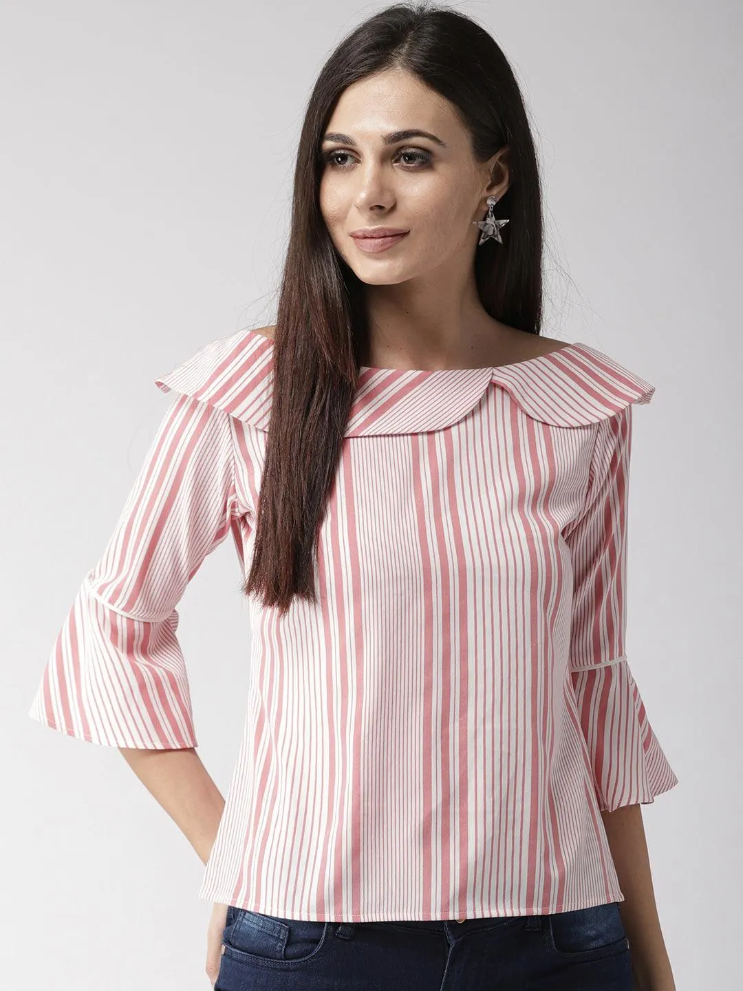 Women Boat Neck Striped Top