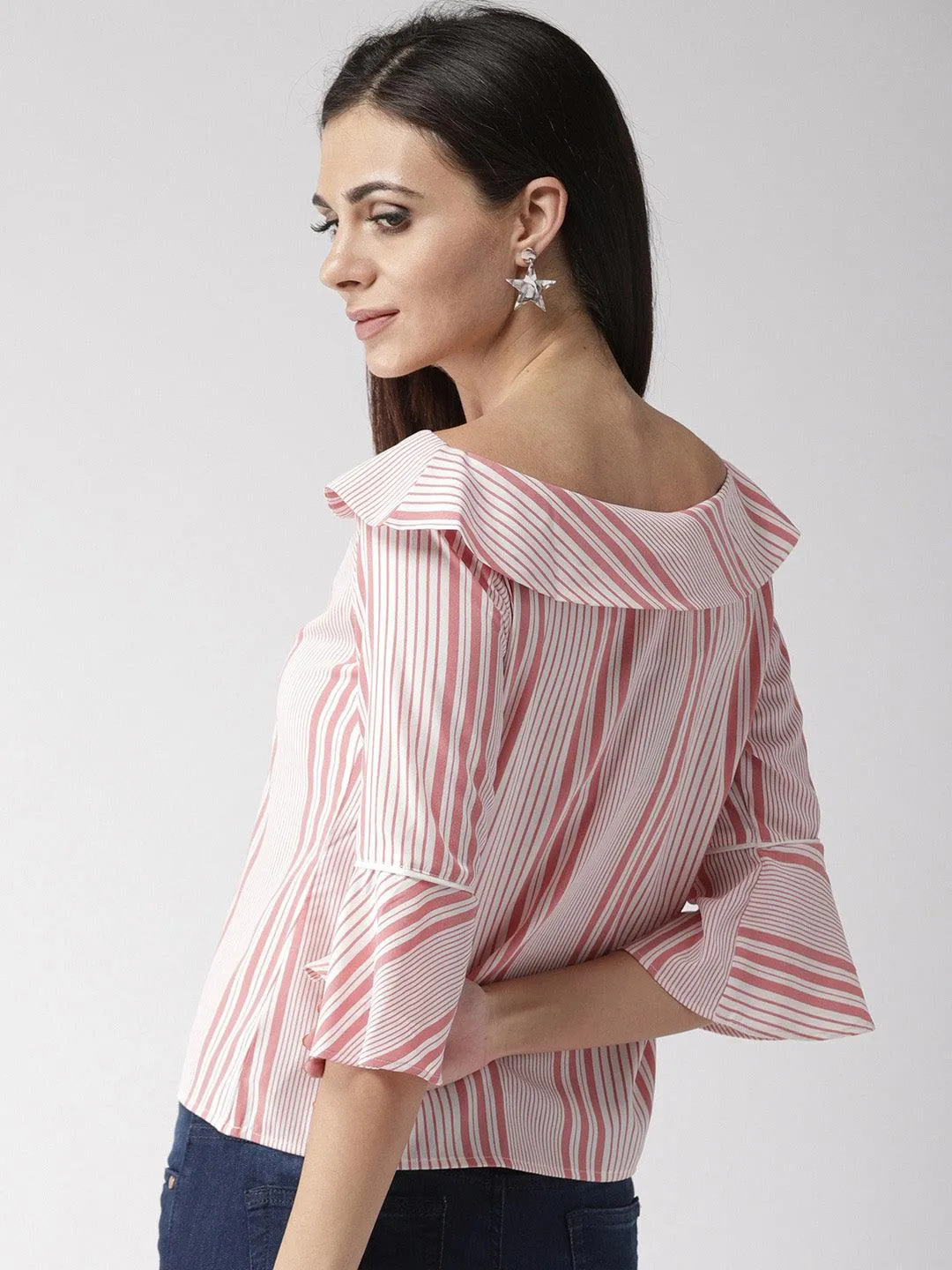 Women Boat Neck Striped Top