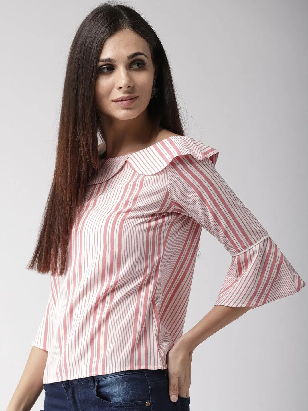 Women Boat Neck Striped Top