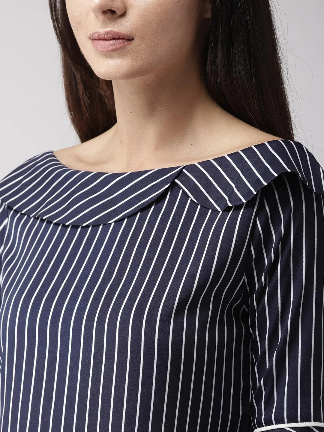 Women Boat Neck Striped Top
