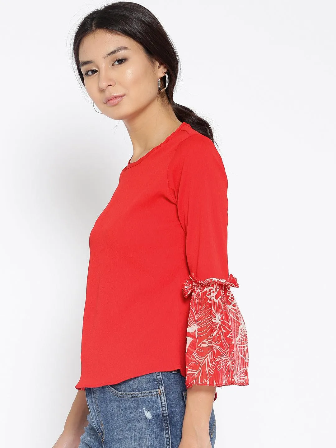 Women Red Solid Top