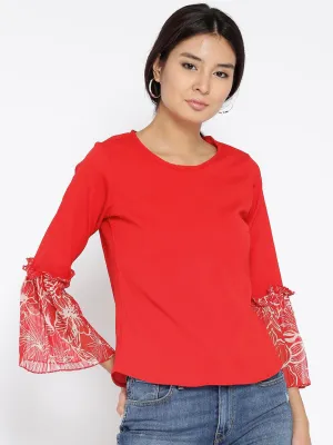 Women Red Solid Top