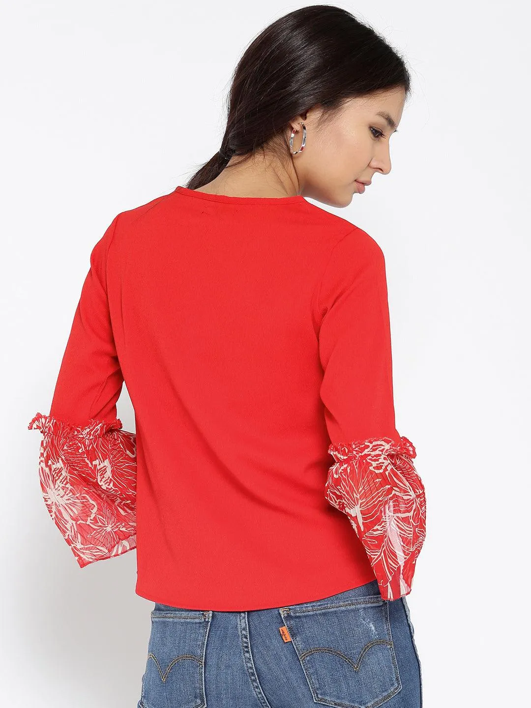 Women Red Solid Top