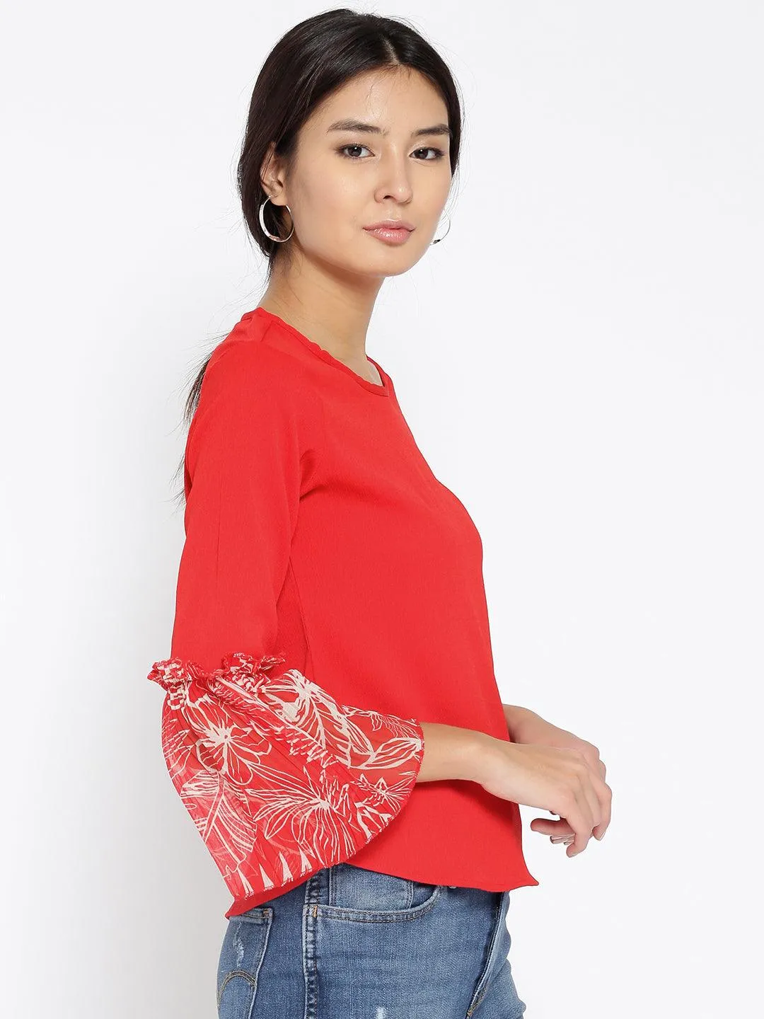 Women Red Solid Top