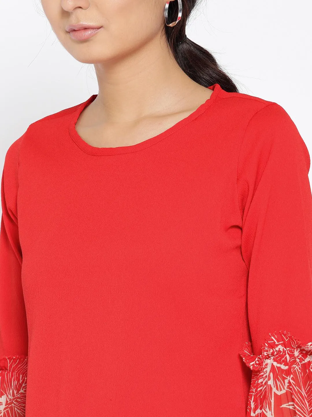 Women Red Solid Top