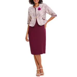 Women's 2 Piece Dress Church Suit with Polka dot Embroidery Mother Gifts Special Occasion Wedding Party Formal Evening Dress Purple