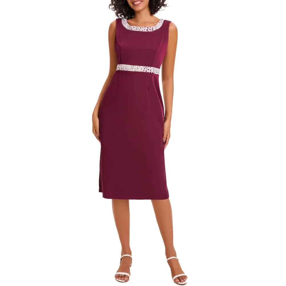 Women's 2 Piece Dress Church Suit with Polka dot Embroidery Mother Gifts Special Occasion Wedding Party Formal Evening Dress Purple