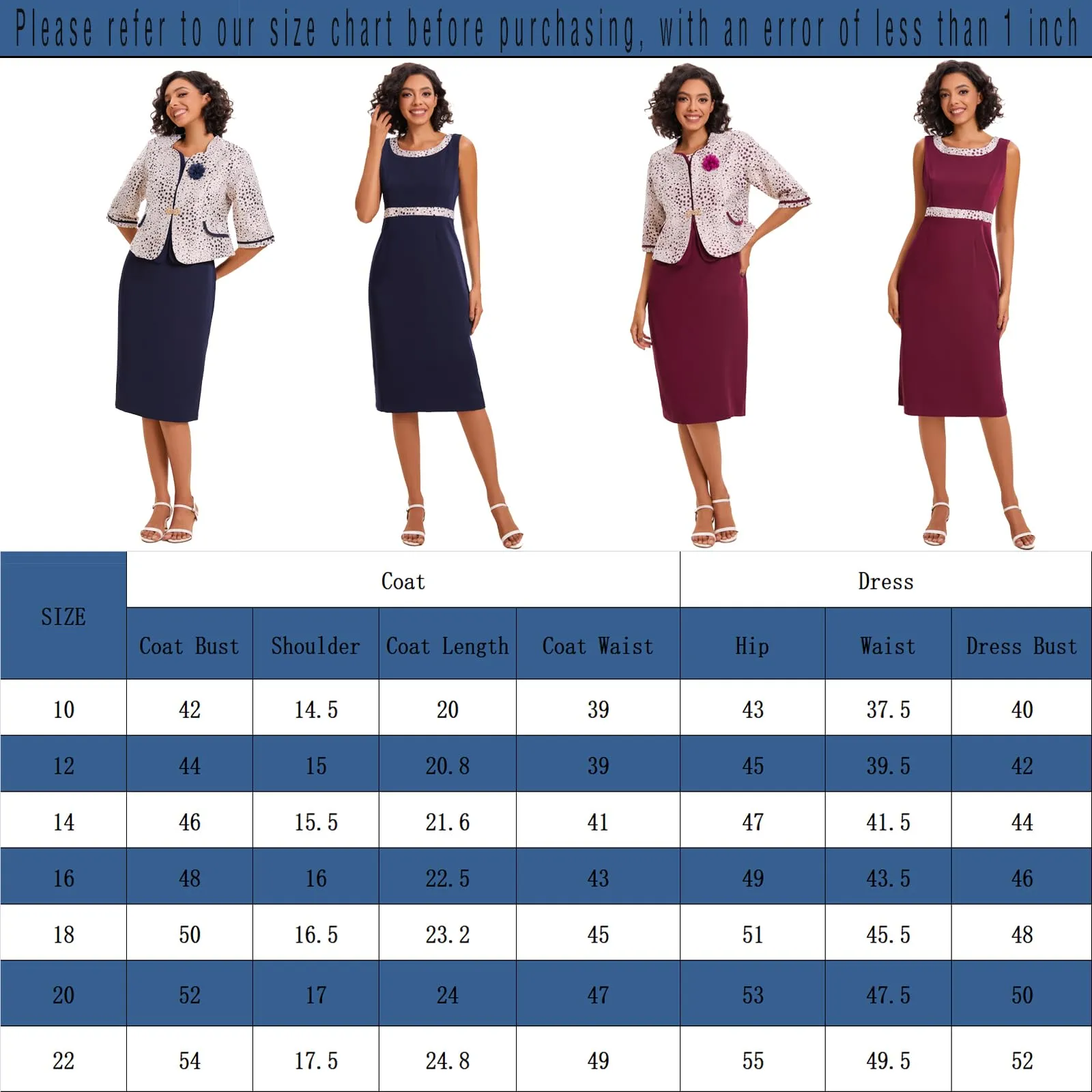 Women's 2 Piece Dress Church Suit with Polka dot Embroidery Mother Gifts Special Occasion Wedding Party Formal Evening Dress Purple