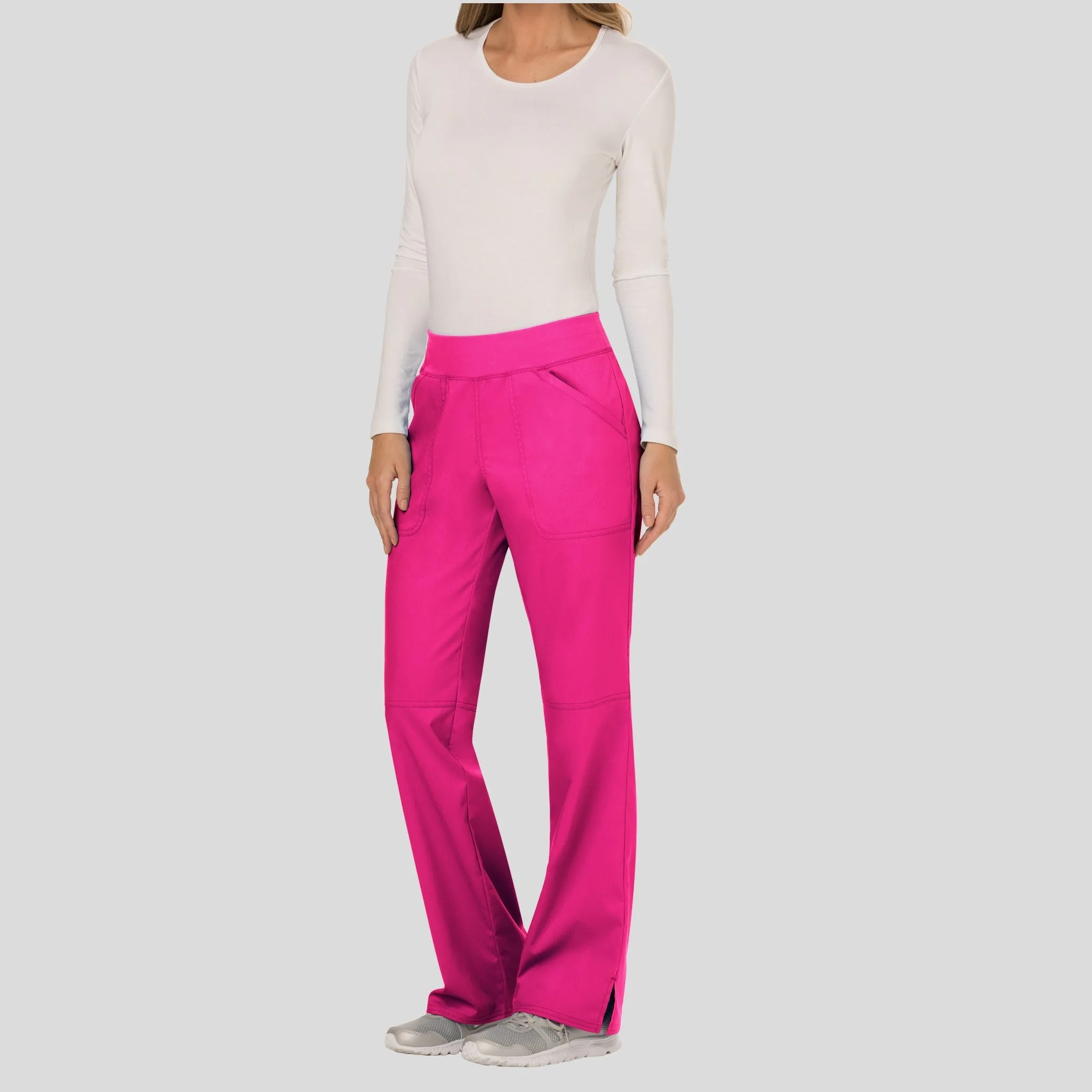 Women's Elastic Waistband Cargo Pull-On Scrub Pant | Electric Pink