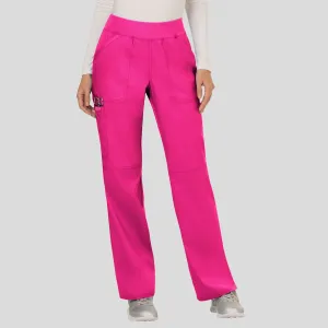 Women's Elastic Waistband Cargo Pull-On Scrub Pant | Electric Pink