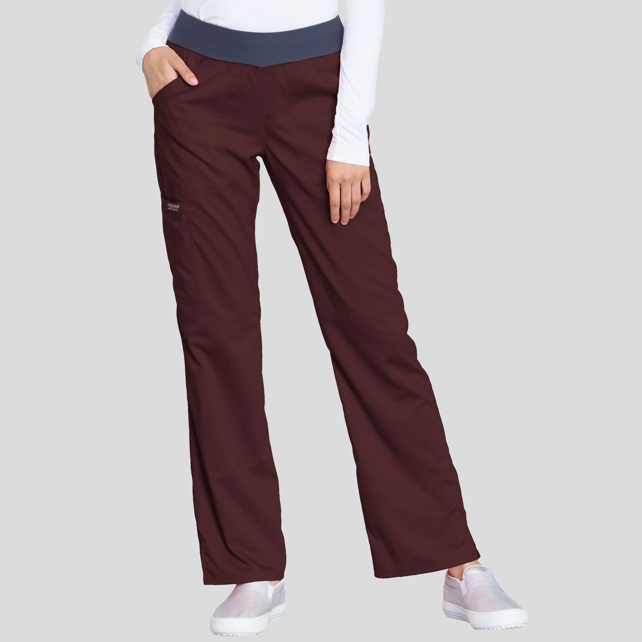 Women's Elastic Waistband Cargo Pull-On Scrub Pant | Espresso