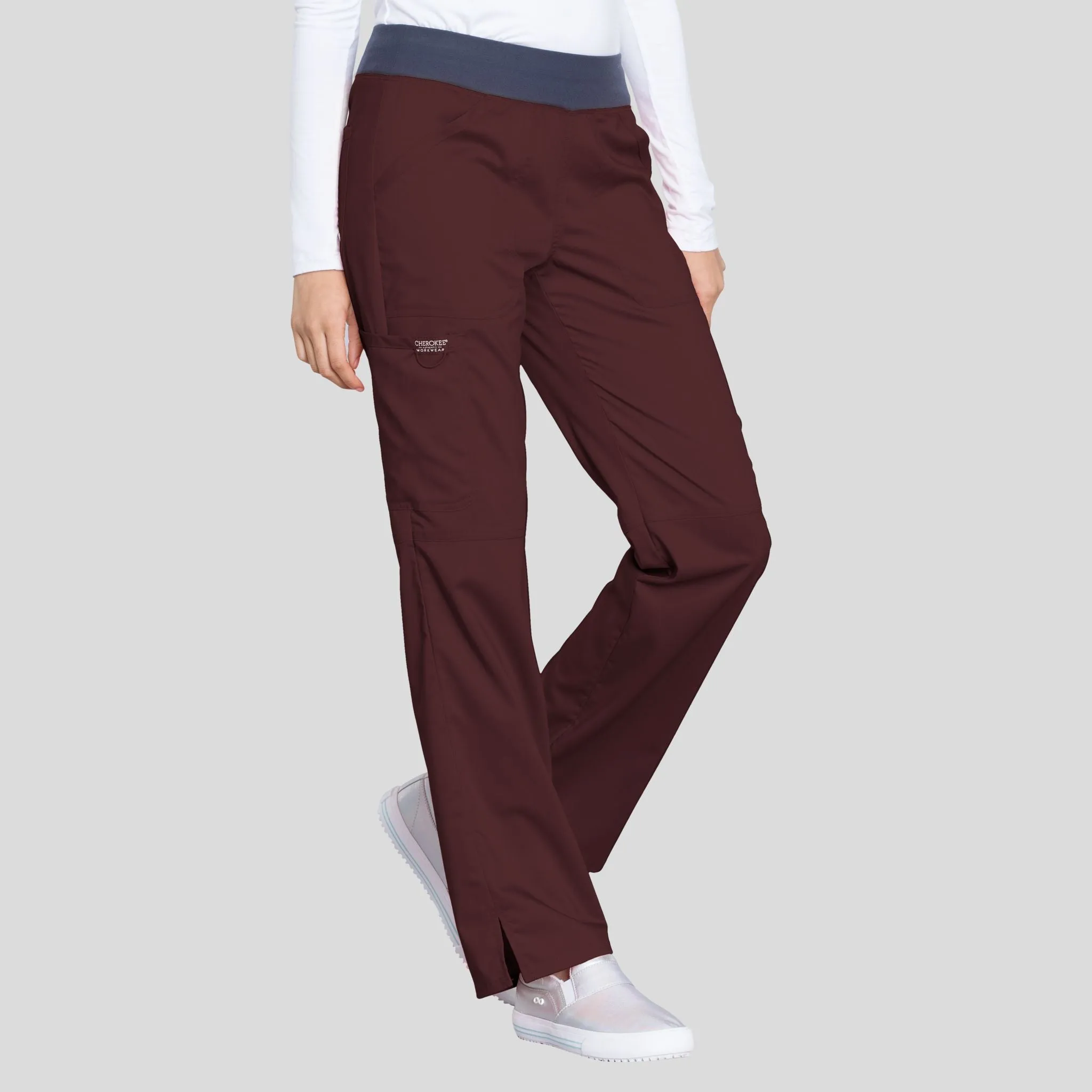 Women's Elastic Waistband Cargo Pull-On Scrub Pant | Espresso
